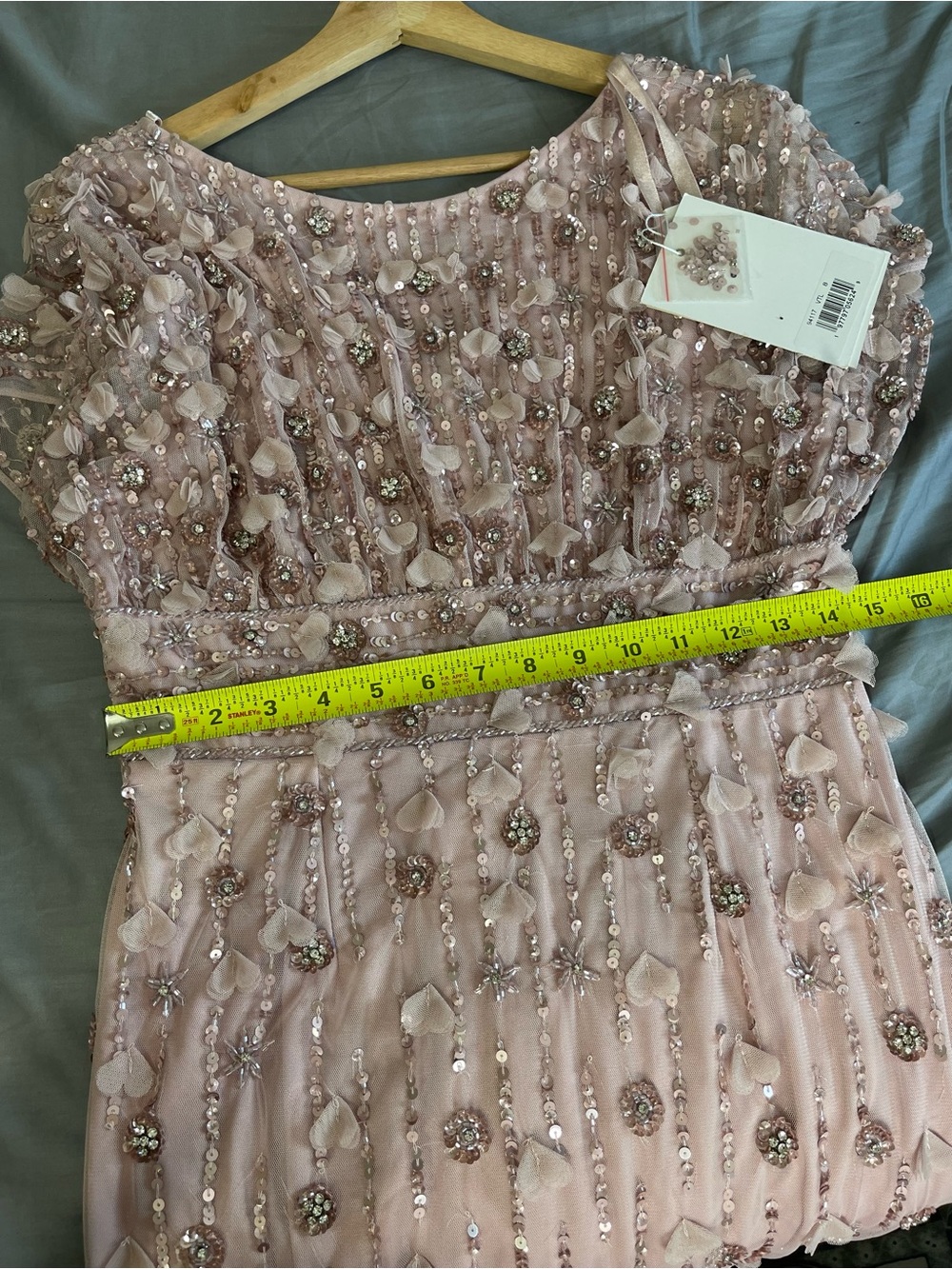 MAC DUGGAL Dress Size 8 NEW Pink Sheath Midi Dress Floral Beading - Picture 3 of 12